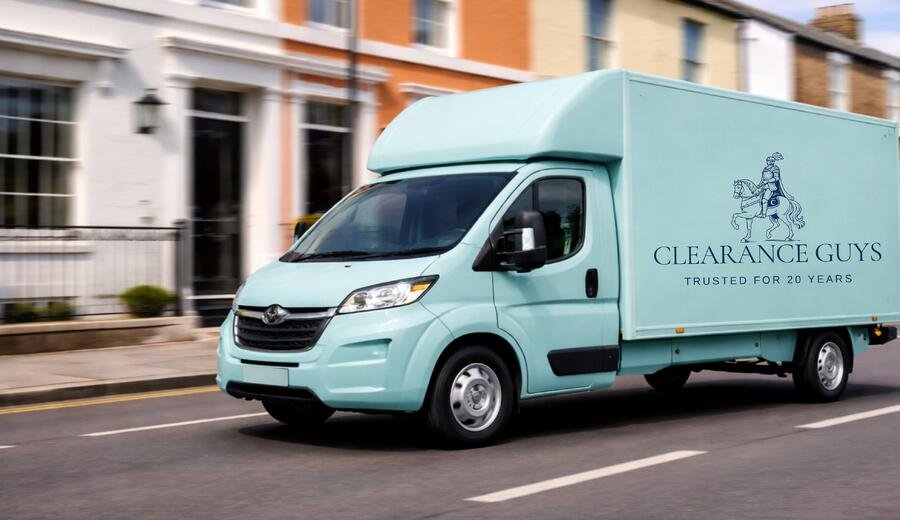 A Clearance Guys van on a residential street